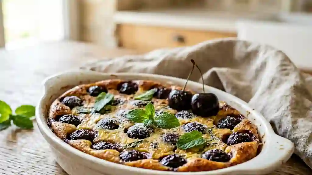 Clafoutis cerises noires et menthe fraîche - Photo de présentation