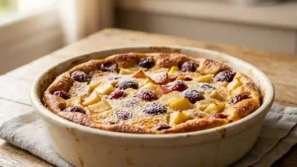 Clafoutis aérien cerises, pommes et poires - Photo de présentation