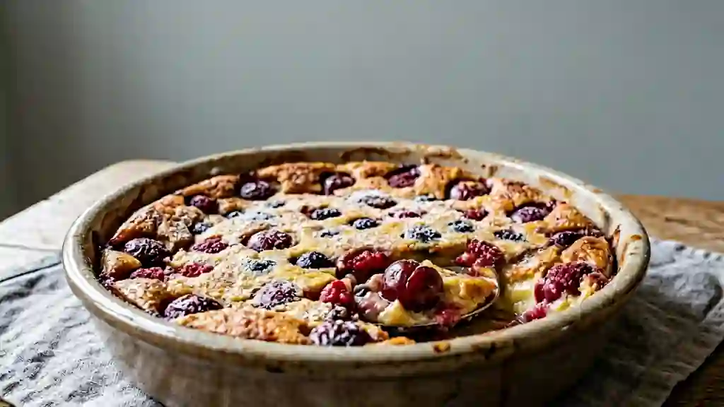 Clafoutis fondant aux fruits rouges acidulés - Photo de présentation