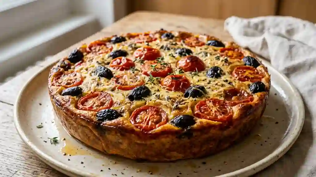 Clafoutis fondant aux tomates et olives noires - Photo de présentation