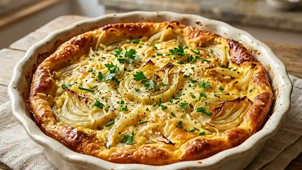 Clafoutis au fenouil fondant et herbes fraîches - Photo de présentation