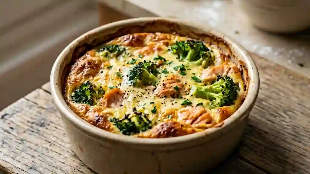 Clafoutis fondant brocolis et truite - Photo de présentation
