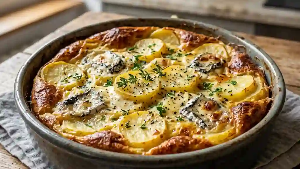 Clafoutis fondant pommes de terre et chèvre - Photo de présentation
