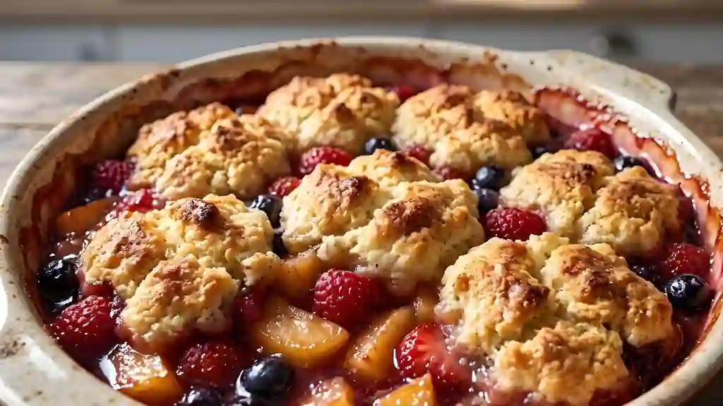 Cobbler pommes et fruits rouges - Photo de présentation