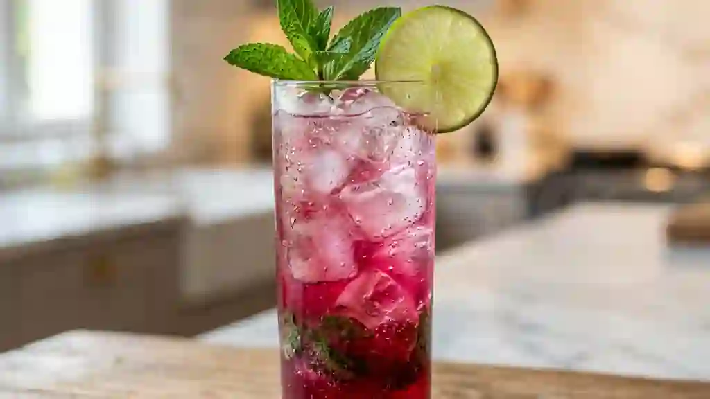 Cocktail Magenta Givré : Cidre et Grenade - Photo de présentation
