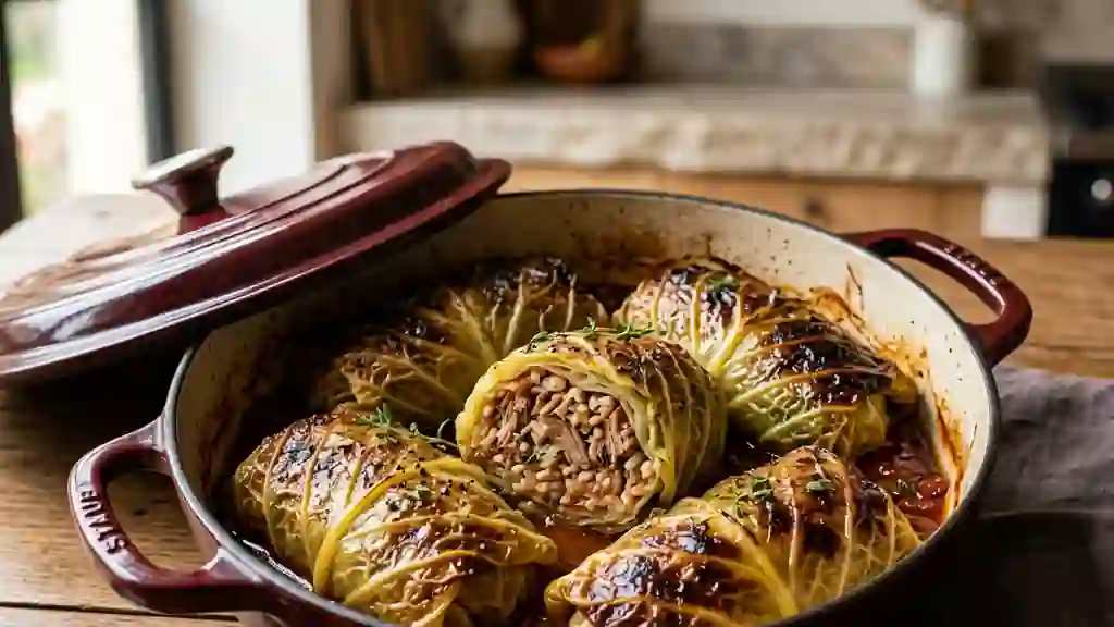Cocotte de chou farci fondant et rustique - Photo de présentation
