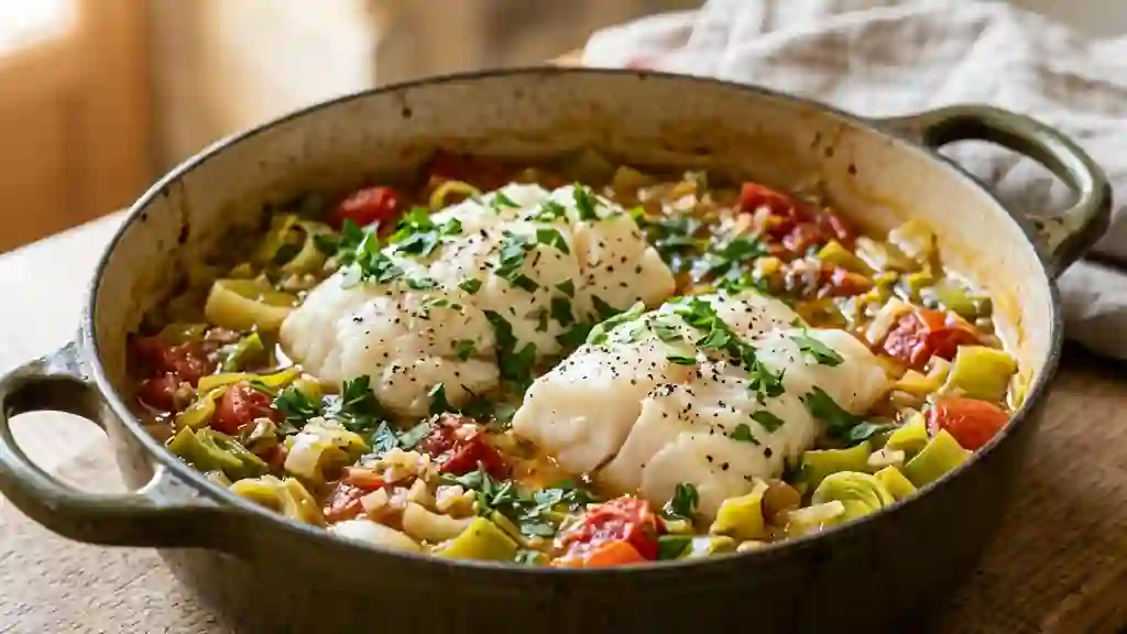 Cocotte de morue fondante aux poireaux - Photo de présentation