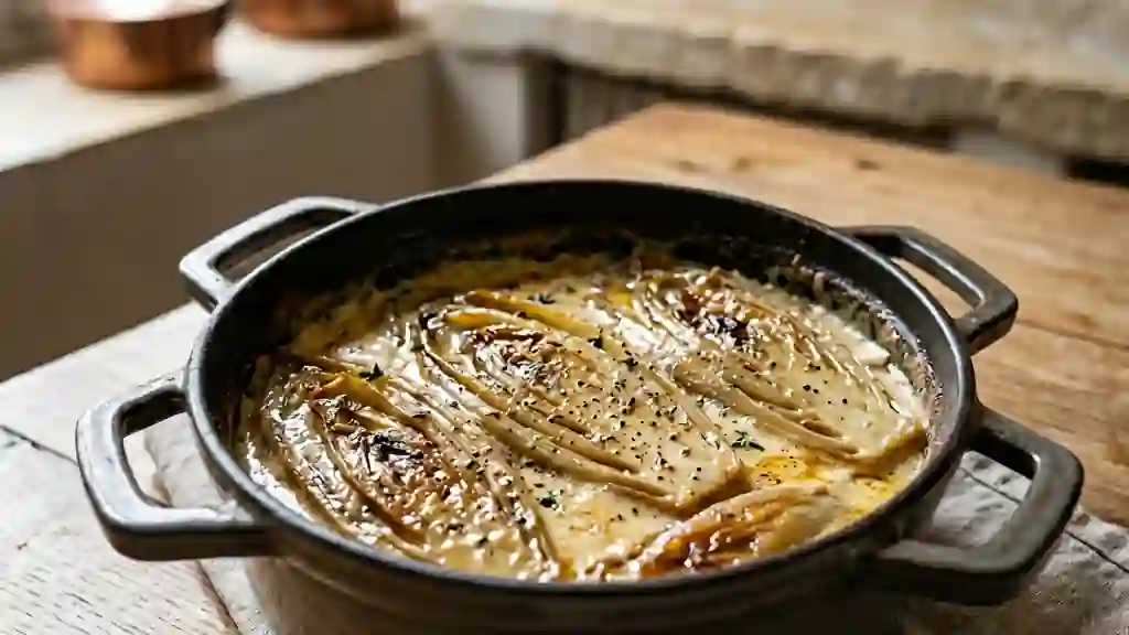 Endives fondantes à la crème et muscade - Photo de présentation