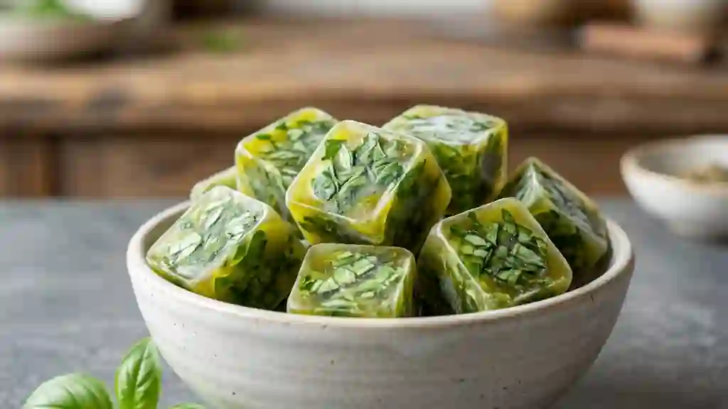 Cubes de basilic fondants et aromatiques - Photo de présentation
