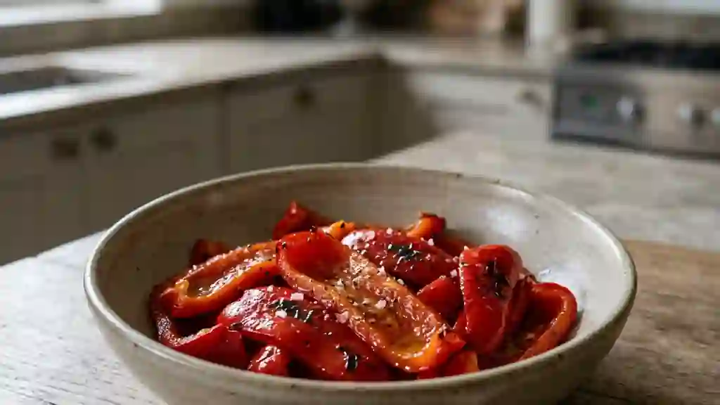 Poivrons grillés fondants à l'huile d'olive - Photo de présentation