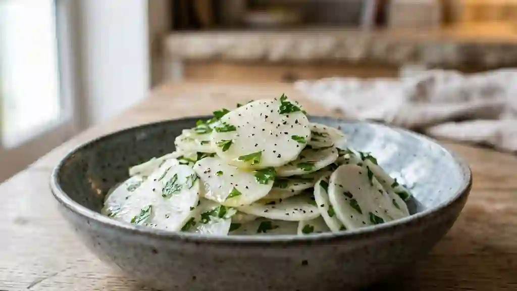 Radis noir croquant au citron et persil - Photo de présentation