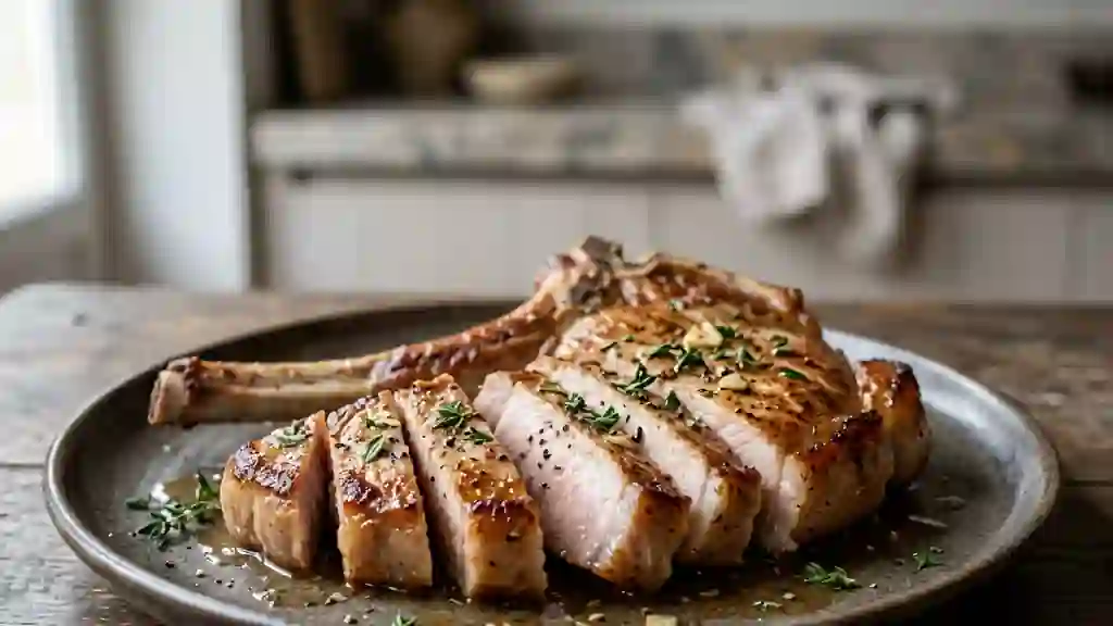 Côtes de porc fondantes au yaourt et thym - Photo de présentation