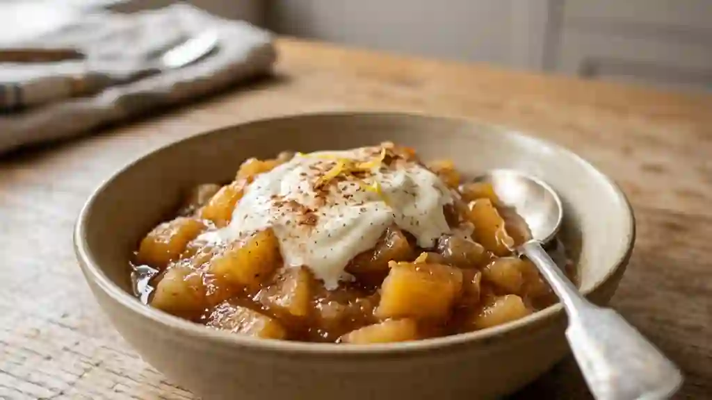 Compote fondante pomme poire à la cannelle - Photo de présentation
