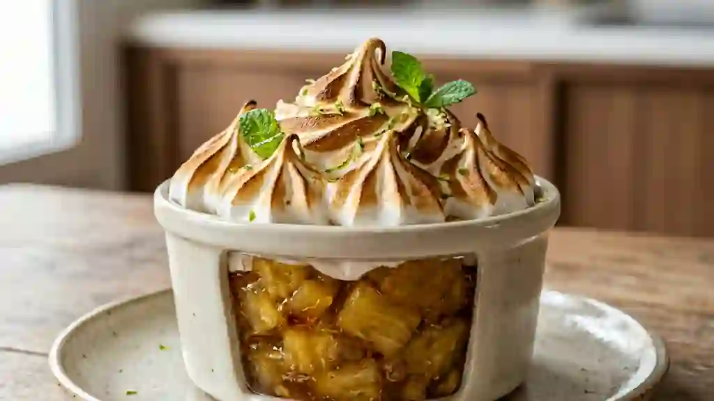 Ananas acidulé sous meringue soyeuse - Photo de présentation