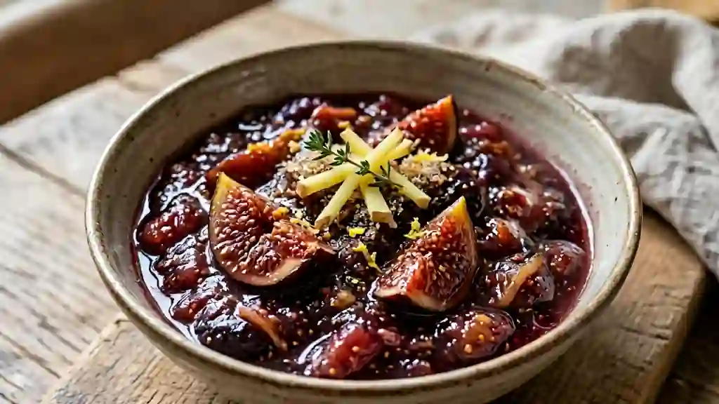 Compotée de figues fondantes au gingembre frais - Photo de présentation
