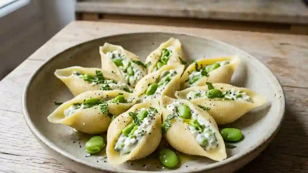 Conchiglie onctueuses au Carré Frais et fèves - Photo de présentation