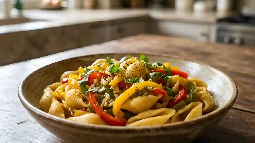 Conchiglie fondantes au trio de poivrons - Photo de présentation