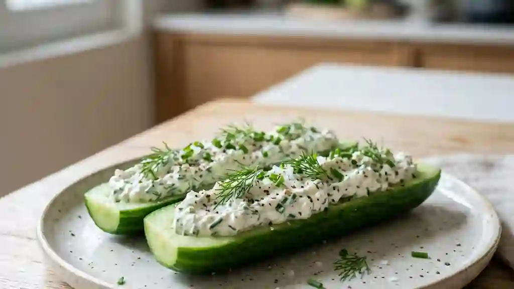 Concombres croquants farcis au fromage frais - Photo de présentation