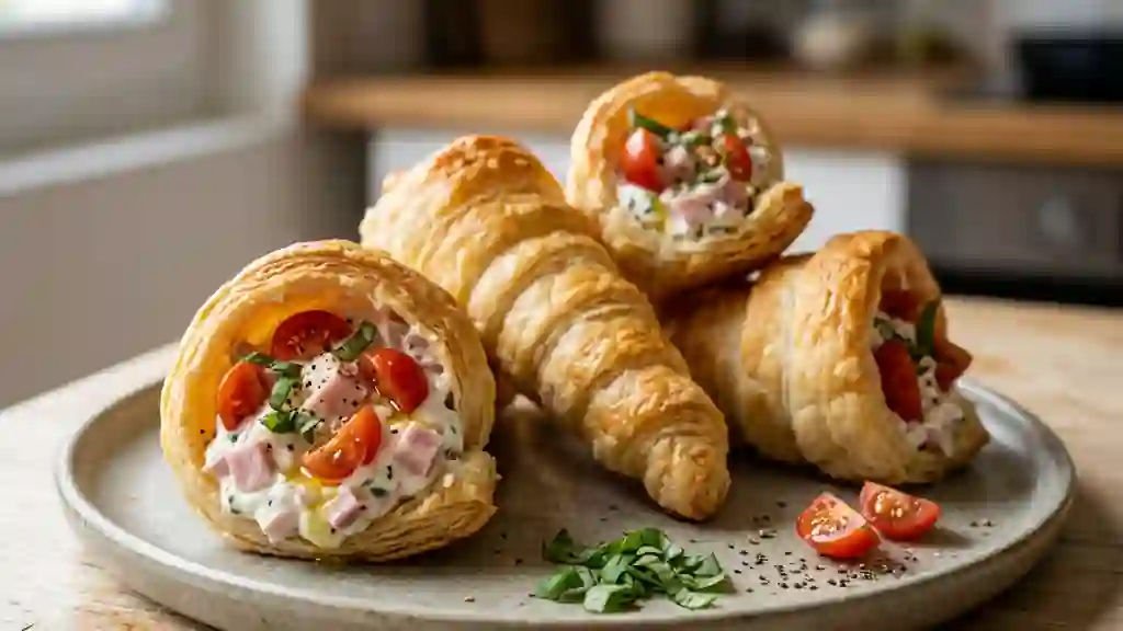 Cônes croustillants jambon et fromage frais - Photo de présentation
