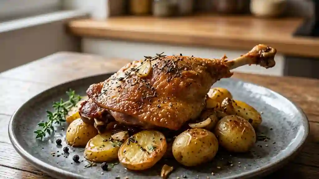Cuisses de canard confites au thym et à l'ail - Photo de présentation