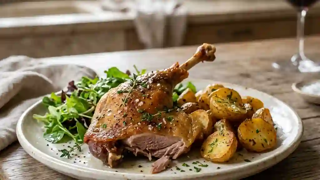 Confit de canard fondant et peau croustillante - Photo de présentation