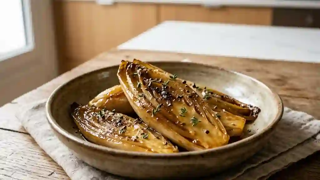 Endives fondantes caramélisées au miel - Photo de présentation