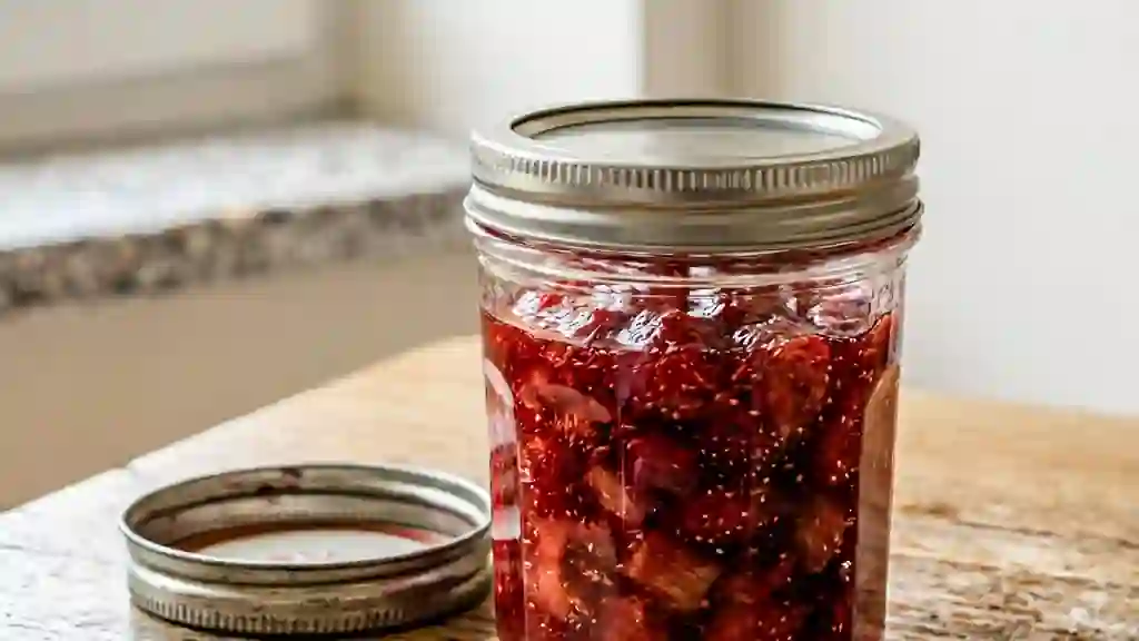 Confiture Fraise Rhubarbe Fondante et Acidulée - Photo de présentation