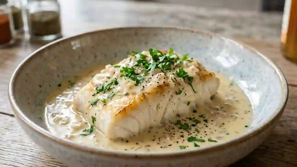Congre à la dinardaise, sauce cidre et crème - Photo de présentation