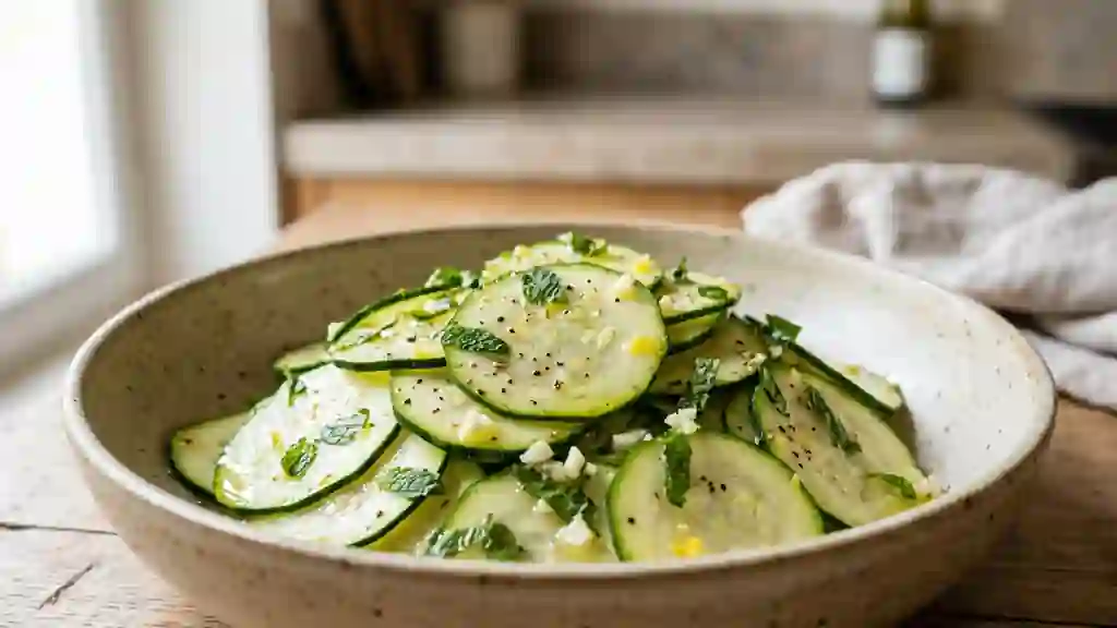 Courgettes croquantes, menthe et citron frais - Photo de présentation