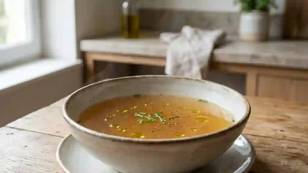 Consommé limpide à l'ail doux - Photo de présentation