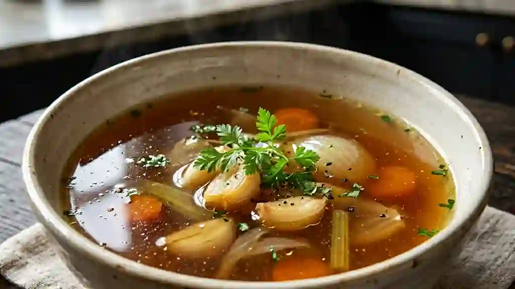 Consommé à l'ail doux et soyeux - Photo de présentation