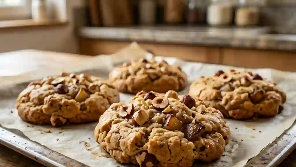 Cookies moelleux poire et noisettes grillées - Photo de présentation