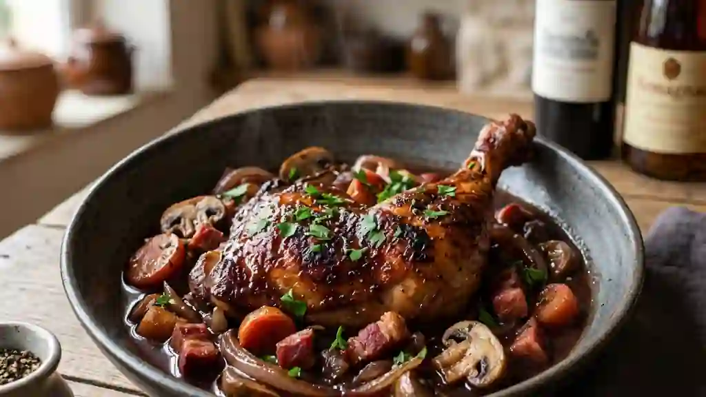 Coq au Vin Fondant Flambé à l'Armagnac - Photo de présentation