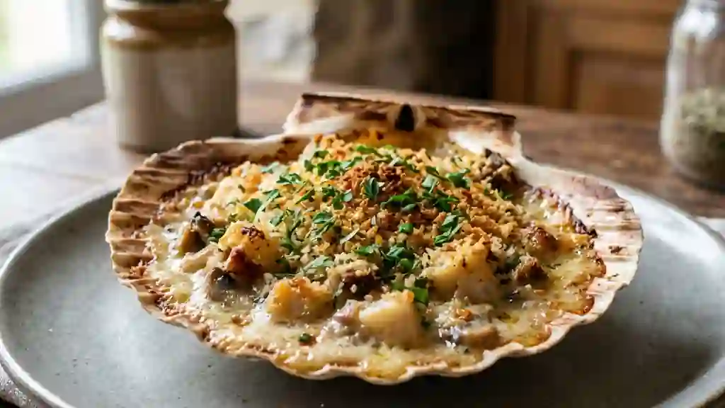 Saint-Jacques Crémeuses sous une Croûte Dorée - Photo de présentation