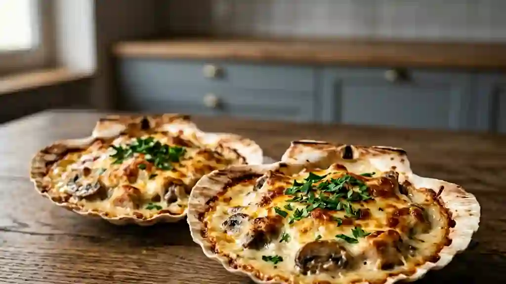 Coquilles de poulet onctueuses au fromage - Photo de présentation