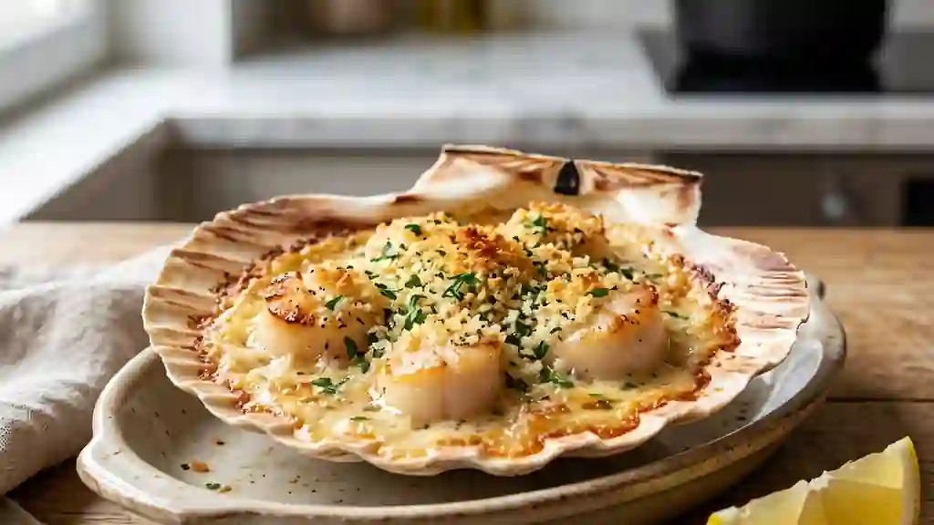 Saint-Jacques bretonnes, gratinées et fondues - Photo de présentation