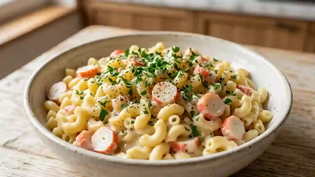 Coquillettes Crémeuses au Surimi et Persillade - Photo de présentation