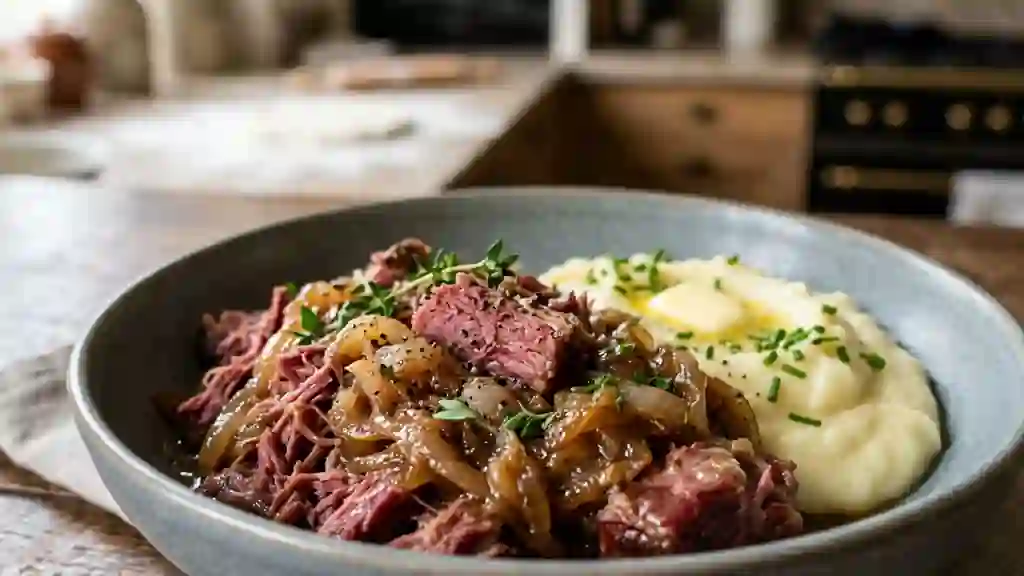 Corned Beef Fondant aux Oignons Confits - Photo de présentation