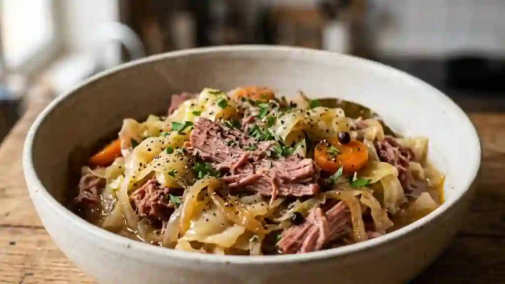 Corned beef mijoté au chou fondant - Photo de présentation