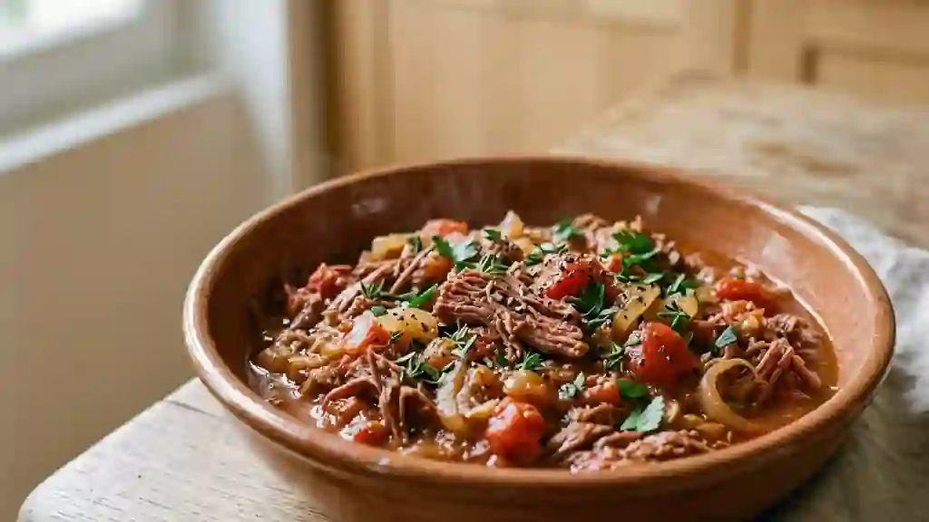 Corned beef fondant à la tomate et au thym - Photo de présentation