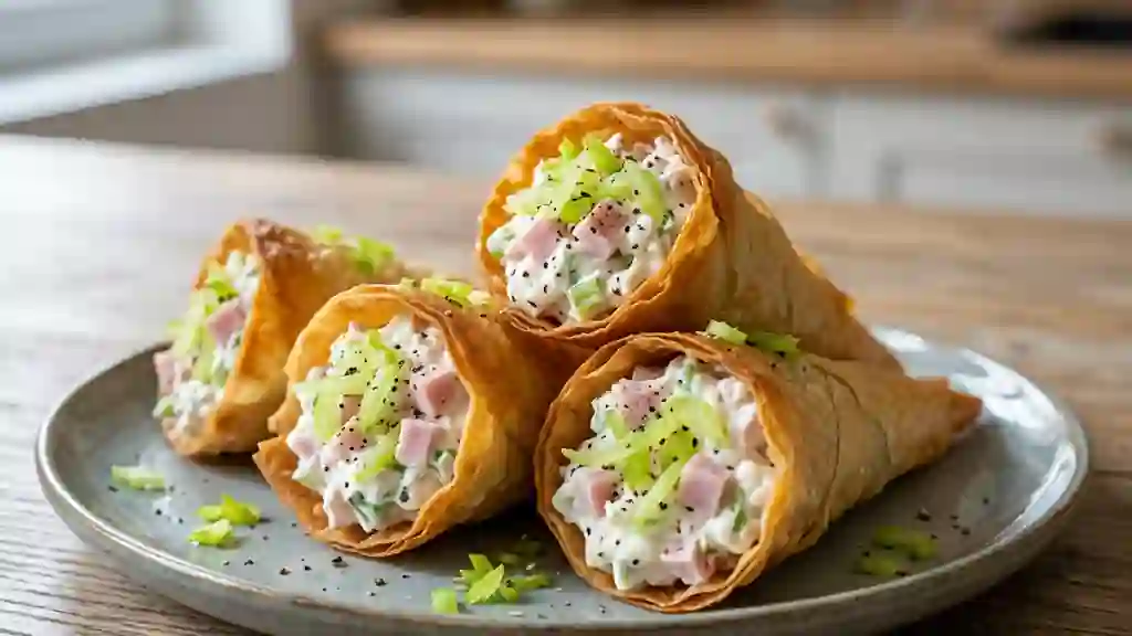 Cornets de brick croustillants jambon-céleri - Photo de présentation