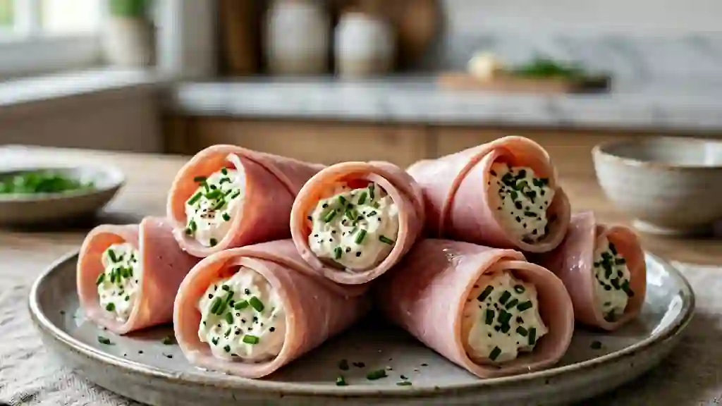 Cornets de jambon frais à la ciboulette - Photo de présentation