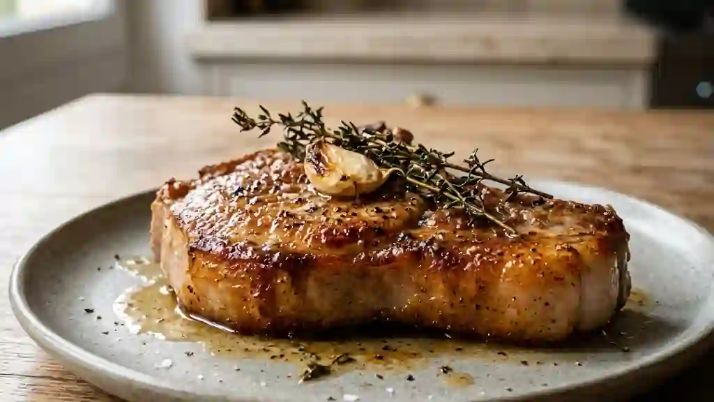 Côte de porc Parisienne, juteuse et aillée - Photo de présentation