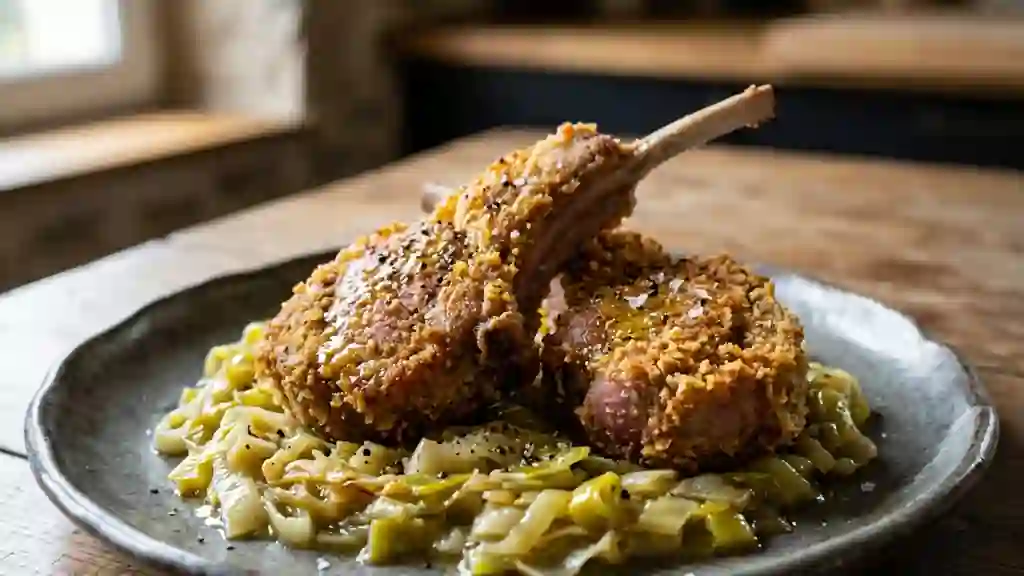 Côtes d'agneau croustillantes et poireaux fondants - Photo de présentation