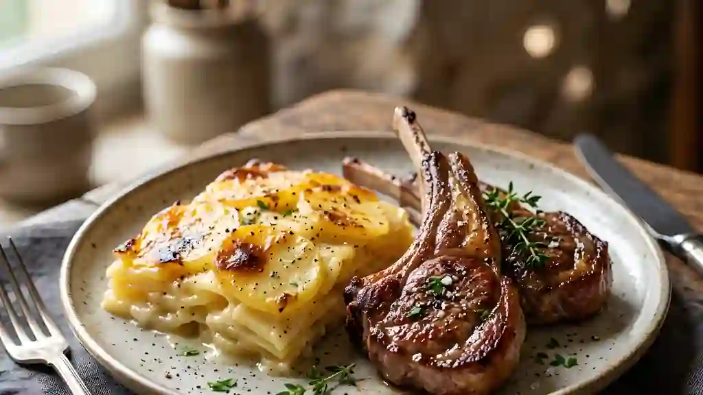 Côtes de mouton et dauphinois crémeux - Photo de présentation