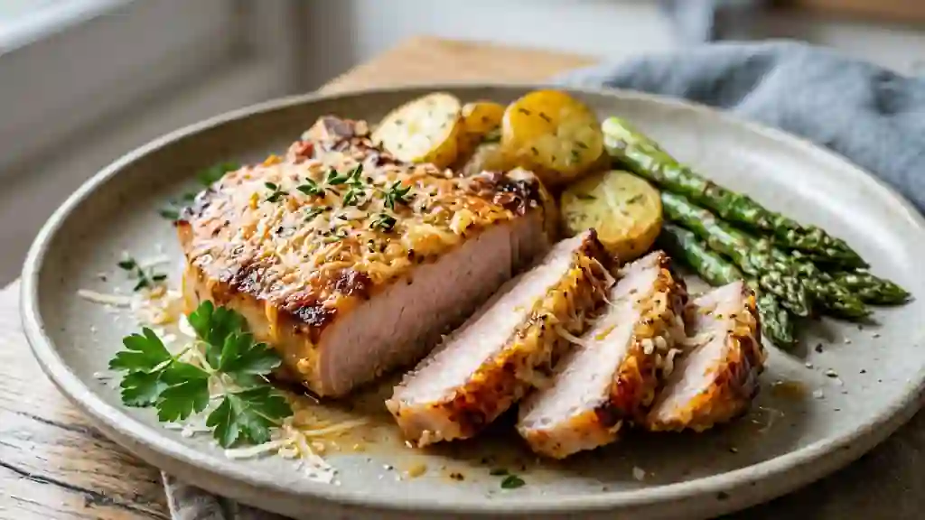 Côtes de porc gratinées au parmesan et moutarde - Photo de présentation
