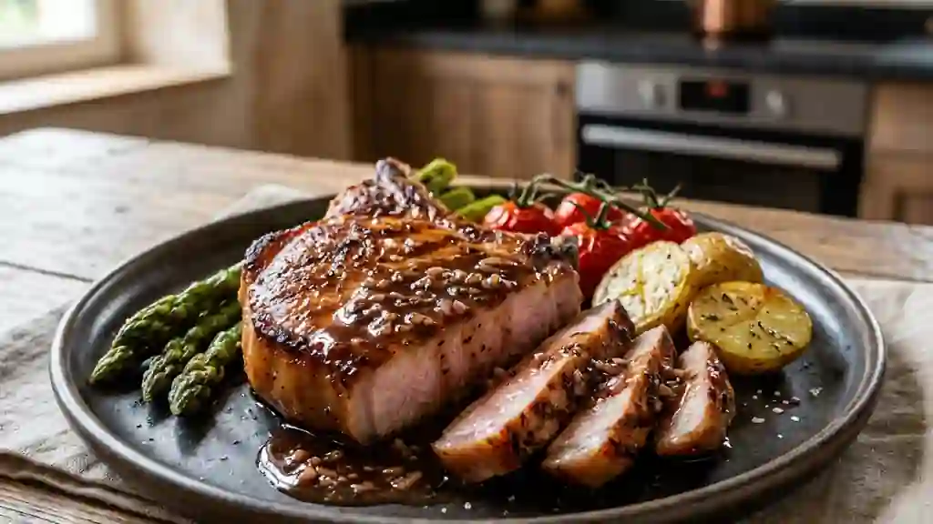 Côtes de porc laquées au miel et vinaigre - Photo de présentation