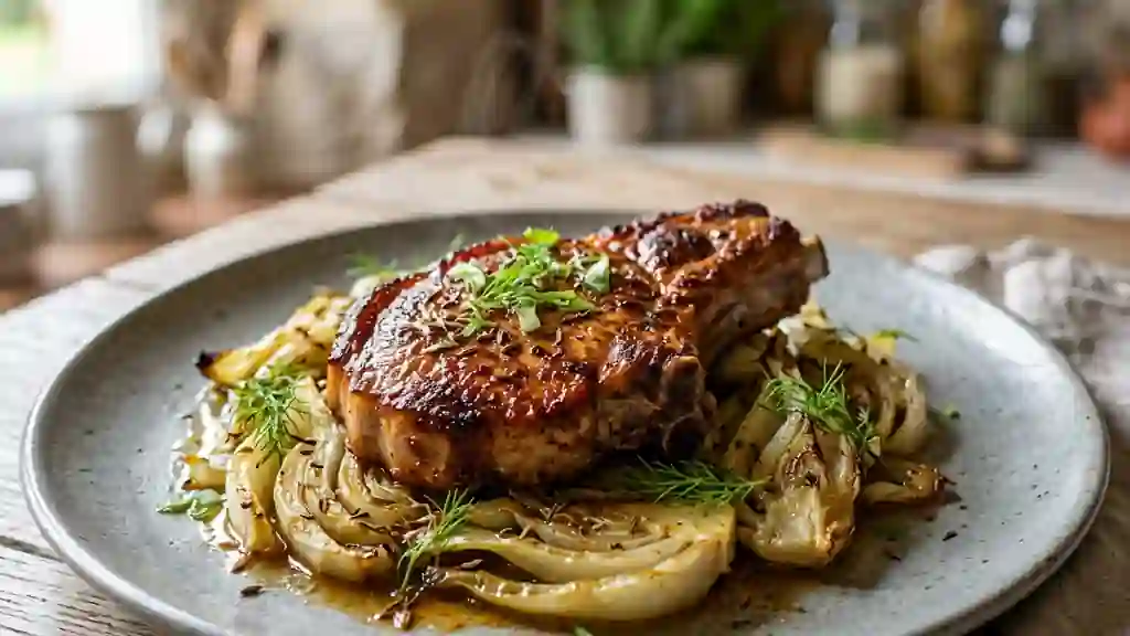 Côtes de porc juteuses au paprika et fenouil - Photo de présentation