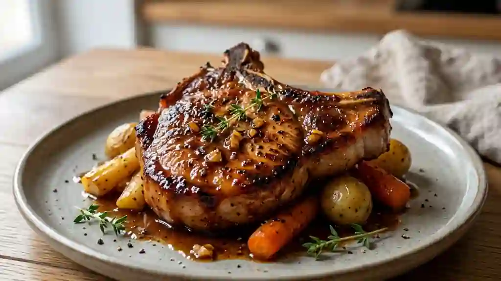 Porc flambé au rhum, croûte d'épices intense - Photo de présentation