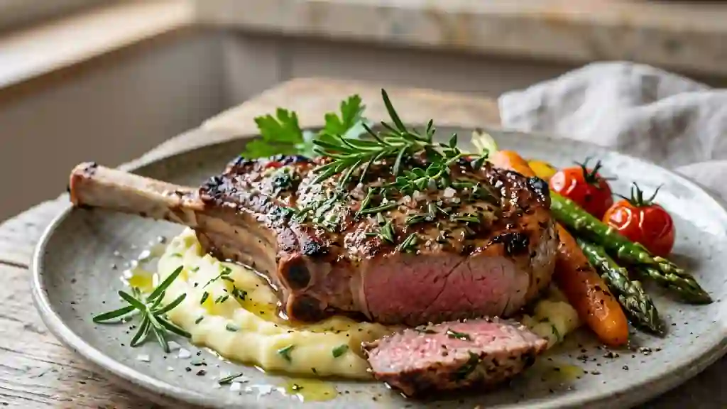Côtes de veau juteuses aux herbes fraîches - Photo de présentation